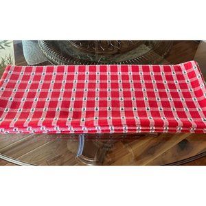 Peppermint Tablecloth Little Christmas Trees Plaid Oblong 59x94", 100% cotton
